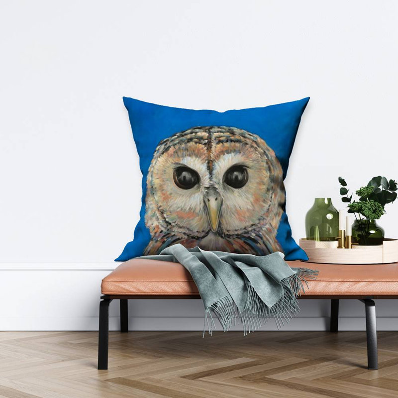 Colorful spotted owl - 26"x26" Throw pillow cover - Poly twill - Print on demand, 26" H x 26" W