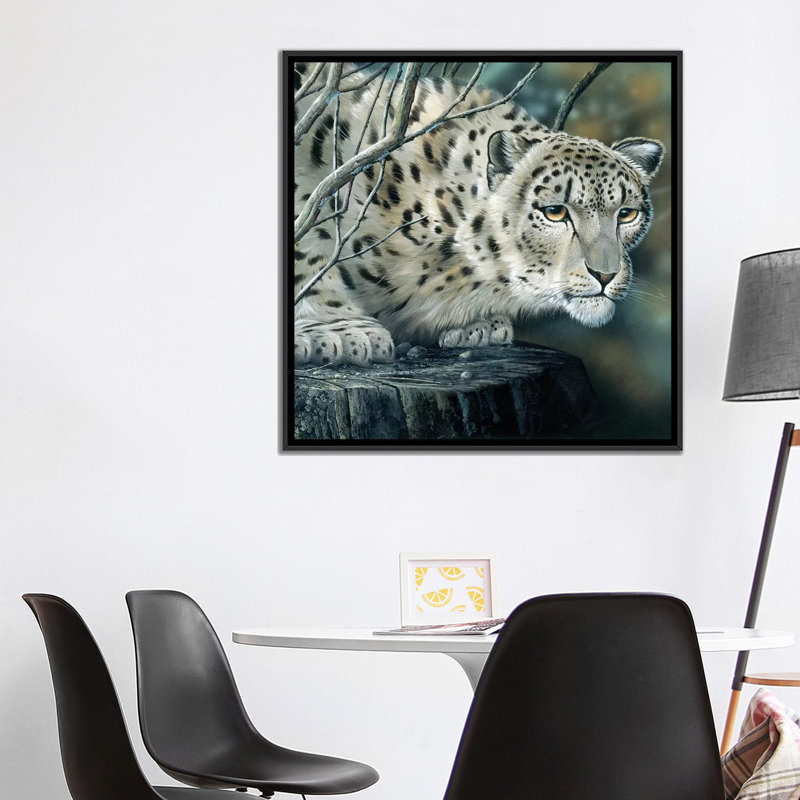 «White Tiger», impression sur toile, H 18 po x l 18 po x P 1,5 po, Toile encadrée noire, Pas de tapis