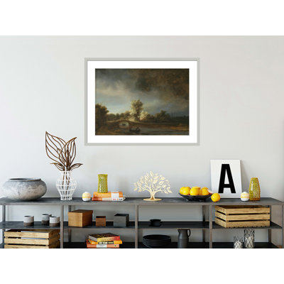 «The Stone Bridge» par Rembrandt van Rijn - Reproduction giclée encadrée