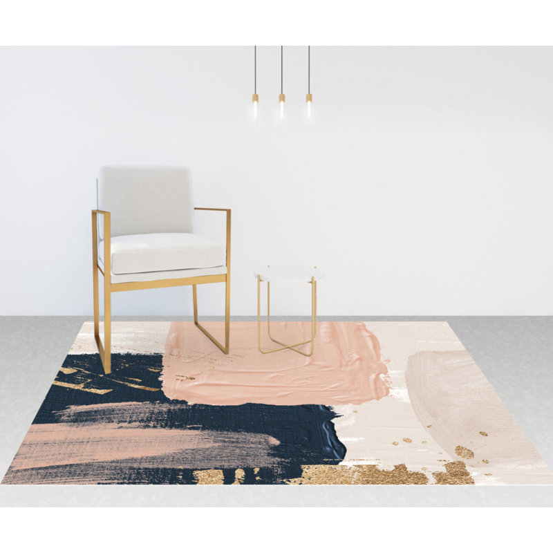 Delyanka Vinyl Machine Printed Area Rug, Rectangle 5'3" x 7'10.5"
