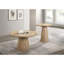 Table basse ronde de style contemporain avec structure en bois d'hévéa et piédestal en forme de cône, finition chêne-1723993603