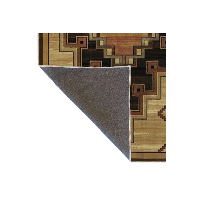 Beige Colored Themed Motif Ethnic Geometric Patterned Vintage Decorative Carpet, Rectangle 4'8" x 6'7"