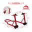Support de rangement arrière robuste pour motos, capacité de 850 lb, rouge