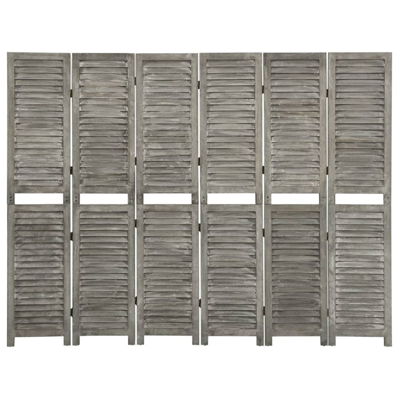Gracie Oaks Room Divider Solid Wood, 6, Grey