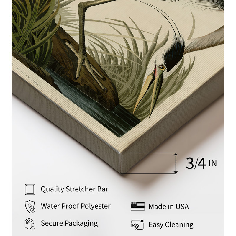 John James Audubon - Grand héron bleu, Unframed, Canvas, 24"H x 32"W