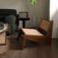 Chaise d'appoint moderne Mid-Century, méridienne en rotin pour le salon, fauteuil en bois de coin Boho pour chambre à coucher et balcon, noyer