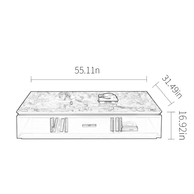 Nordic living room marble coffee table, 16.92" H x 55.11" L x 31.49" W