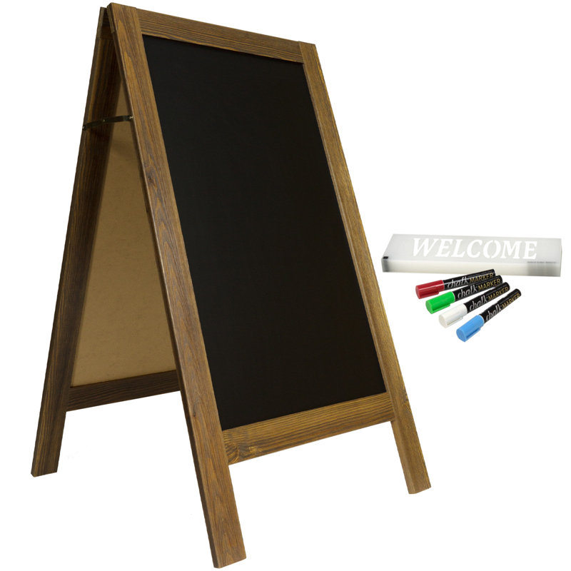 Excello Global Products Yes Steel Freestanding Manufactured Wood Chalkboard