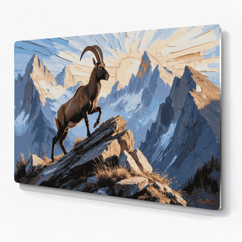 Faune, bouquetin gris, art mural en métal, H 11 po x l 14 po