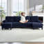 Canapé modulaire 110 po convertible en forme de L et en U, canapé en velours côtelé avec deux coussins de soutien et 2 repose-pieds-319050310