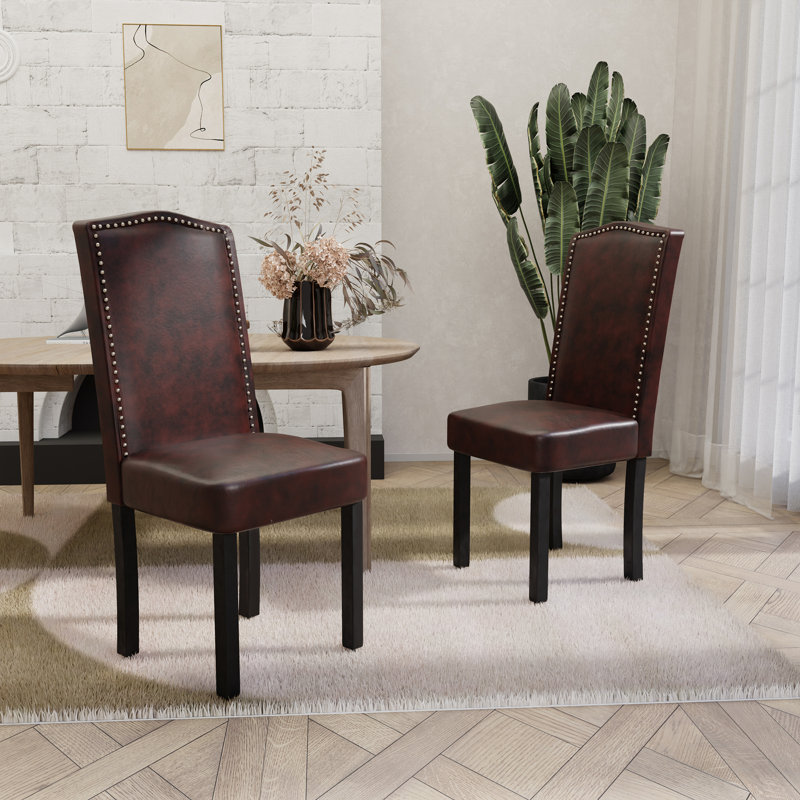 Ensemble de 2 chaises de salle à manger Nailhead, DarkBrown