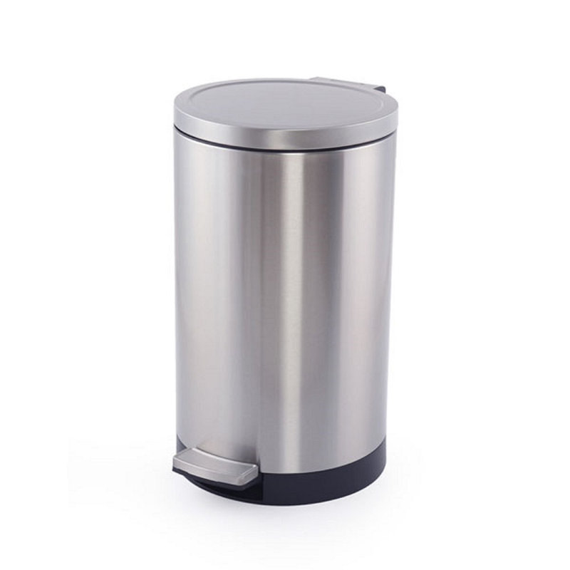 Poubelle ronde en acier inoxydable, poubelle de cuisine et de bureau à pédale 7,9 gallons