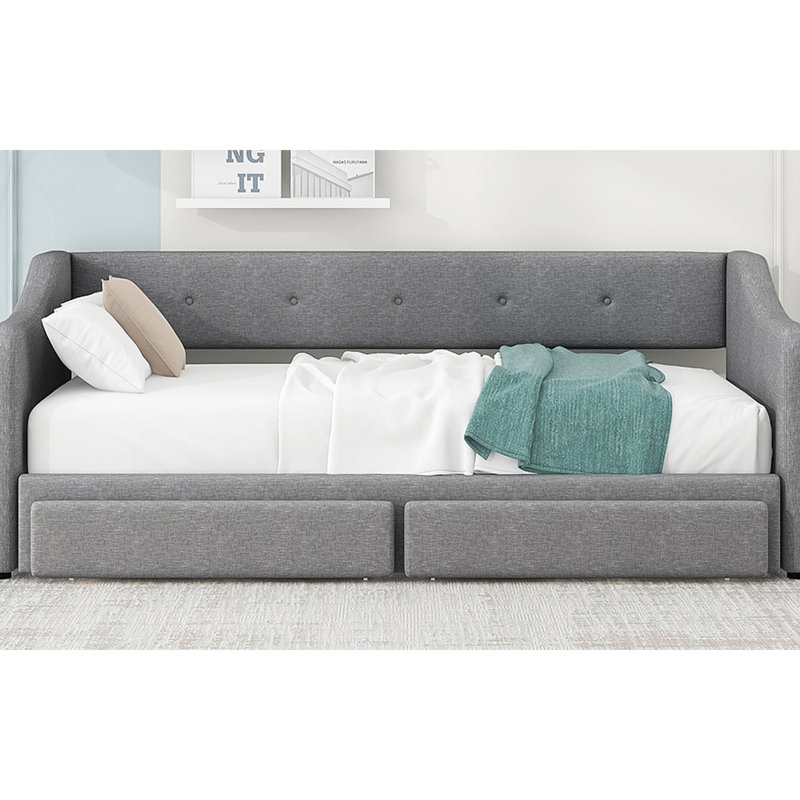 XL To Upholstered Daybed With Two Drawers