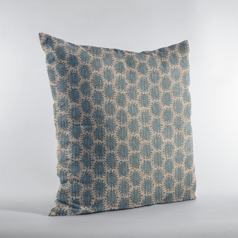 Coussin décoratif à pois, 22 po x 22 po, bleu