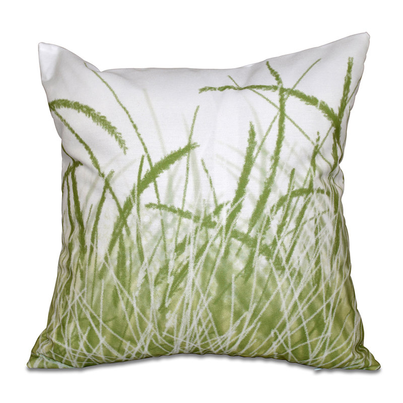 Beach Vacation Floral Reversible Throw Pillow, 16" H x 16" W, Green