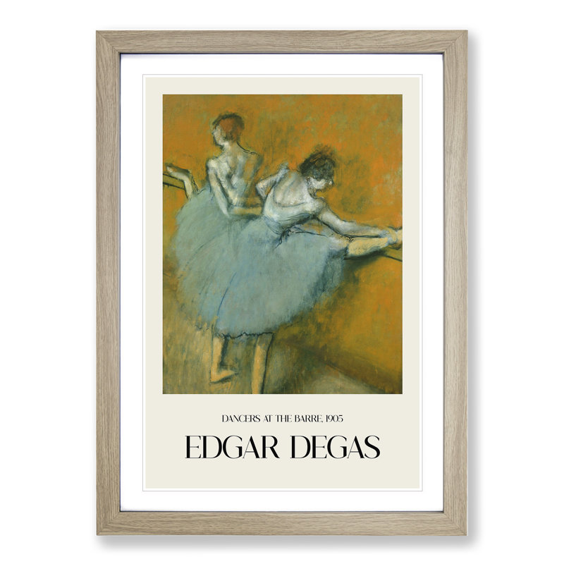 Ballet Ballerina Dancers At The Bar by Edgar Degas Framed Print, Oak Framed, 65cm H x 48cm W x 2cm D