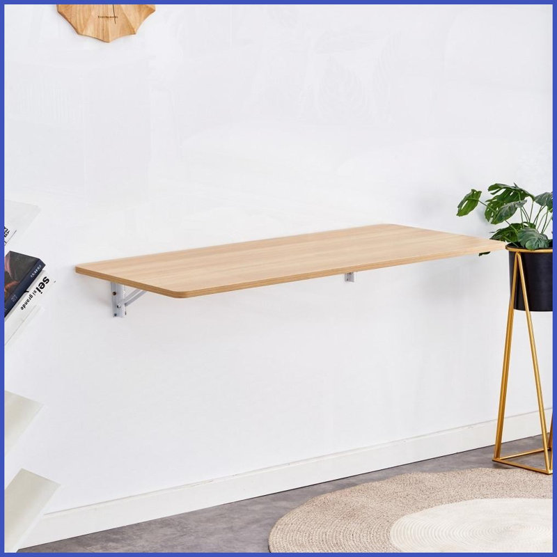 Table basse pliante murale peu encombrante pour petits espaces, acier robuste et amp; Installation facile, Brun