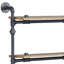 Support mural à 4 tablettes dans un cadre en métal à niveaux, de style conduite d'eau, finition chêne et noir sablé, placage, dimensions de l 23 po x l 9 po, espacement de 12 po, 10 lb par niveau avec les tablettes, profondeur, espace, chargement