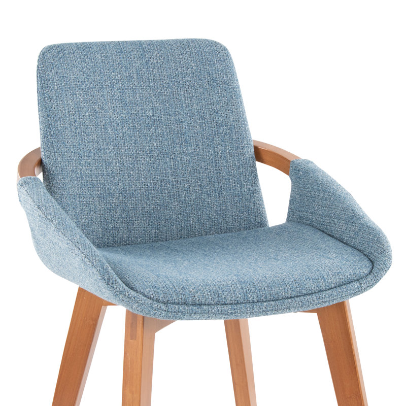 Whitacre 17'' H Upholstered Parsons Chair, Blue Noise, Walnut  