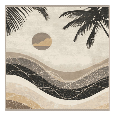 Tapis beige moelleux moelleux à motif ombré tropical - reliure beige