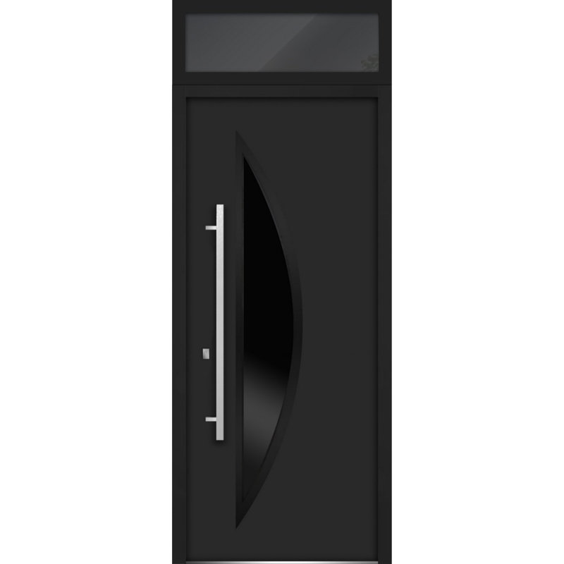 Front Exterior Prehung Steel Door Deux 6501 Anthracite Top Exterior Window Stainless Inserts Single Modern Painted