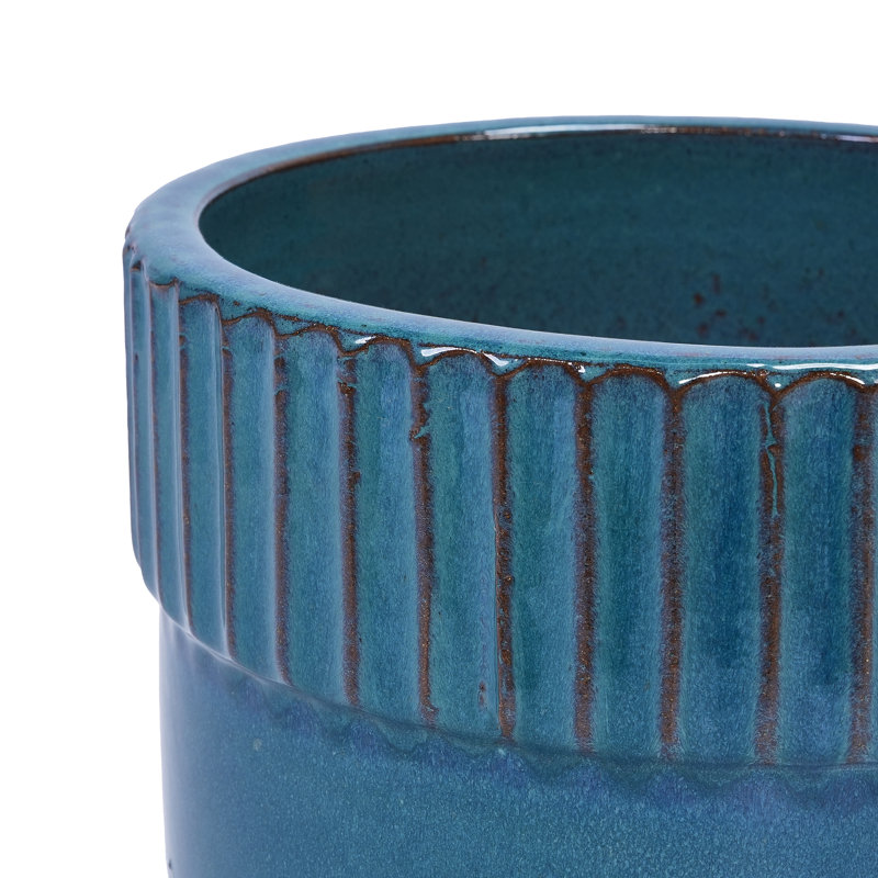 3 Pieces Ceramic Flowerpot, Modern Planter For Patio, Garden, Windowsills, Antique Blue