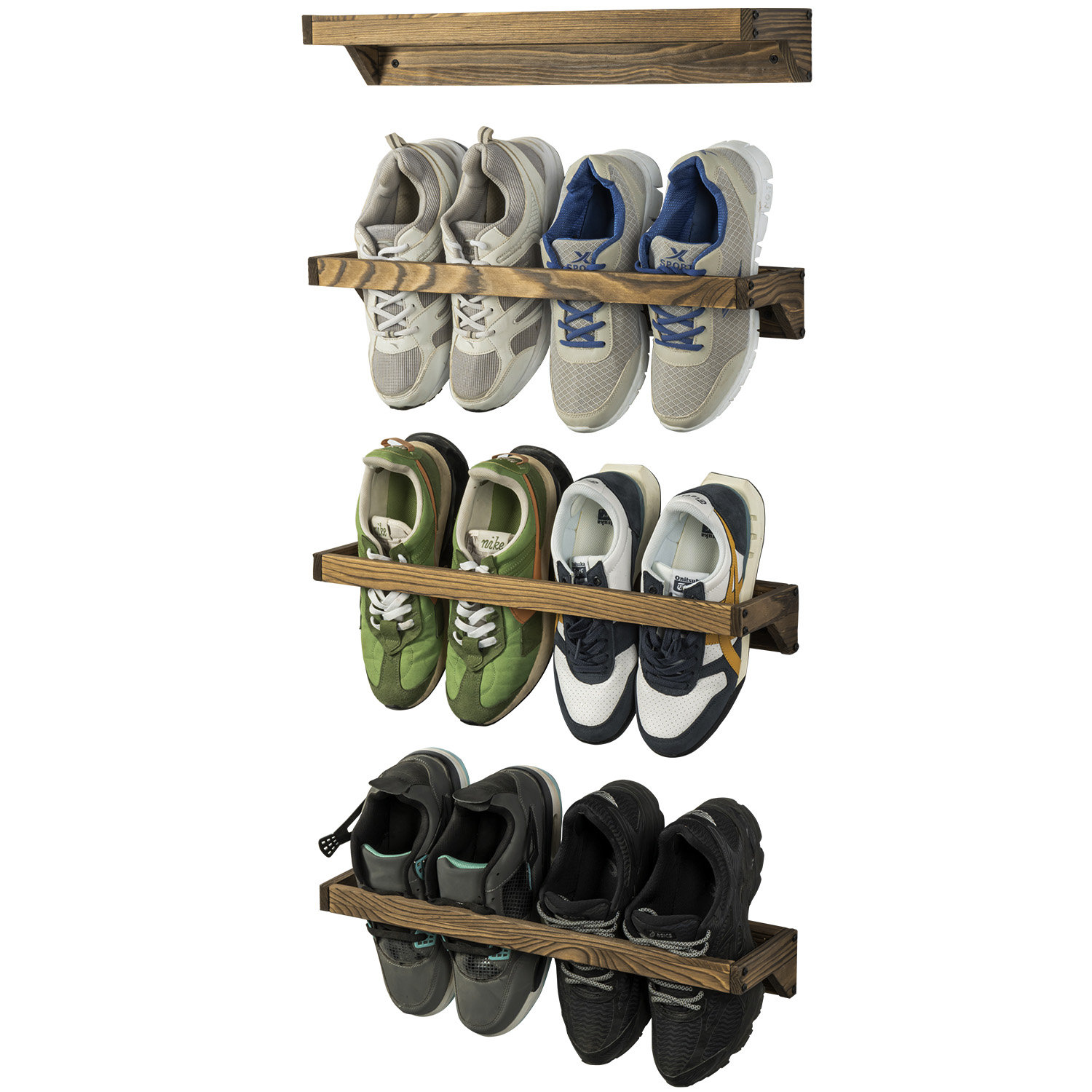 Millwood Pines Wall Mounted Burnt Wood Shoe Rack Storage &amp; Reviews ...