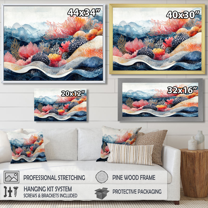 Avionce, oursin coloré dans le paysage de corail II, Reproduction encadrée d'une seule photo, H 34 po x l 44 po