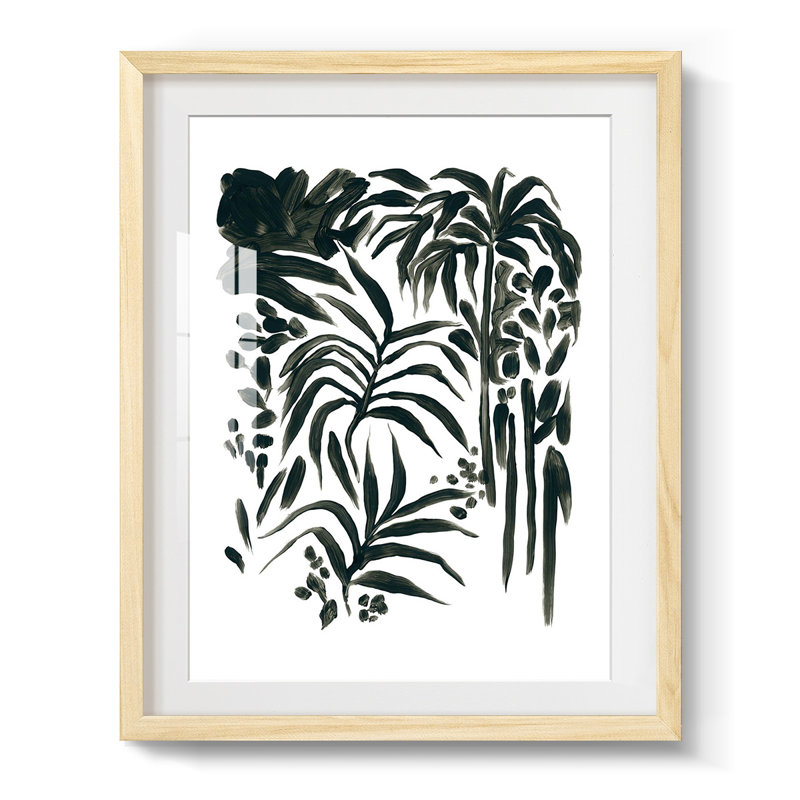Motif de formes de feuilles II, White, Natural Framed Paper, H 20 po x l 16 po