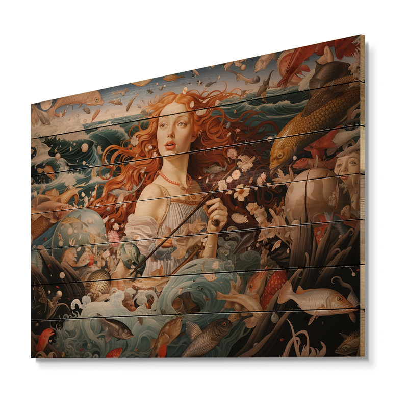 Chef-d'œuvre de la naissance de Vénus III sur bois, H 24 po x l 32 po x P 0,78 po