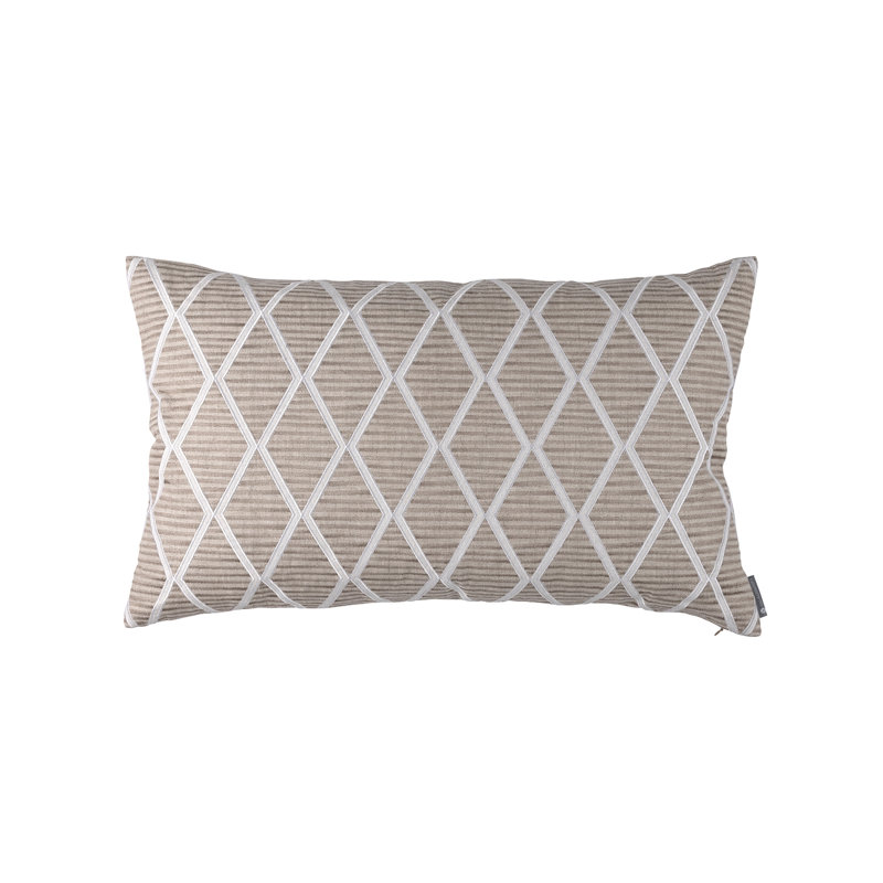 Brook Geometric Feather Throw Pillow, 18" x 30", Natural/White