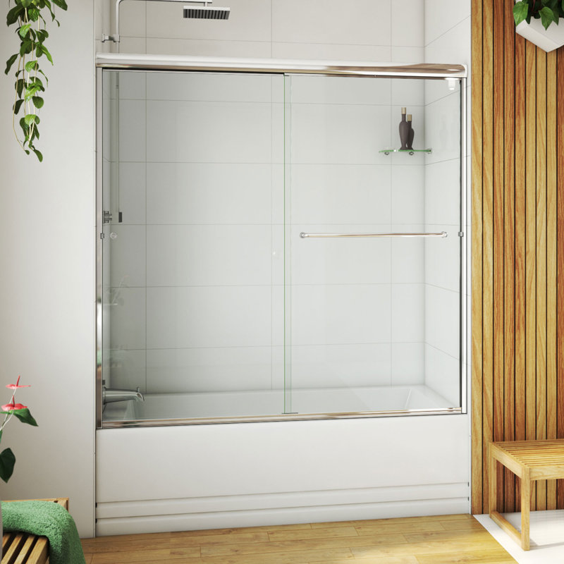 Porte de baignoire semi-encadrée en nickel brossé et verre transparent DreamLine Alliance Pro LT 56 - l 60 po x H 57 3/8 po