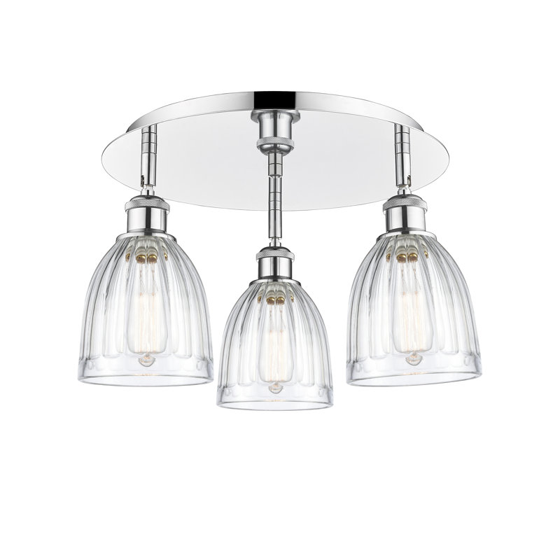 Bianey Glass Flush Mount, Polished Chrome, Clear