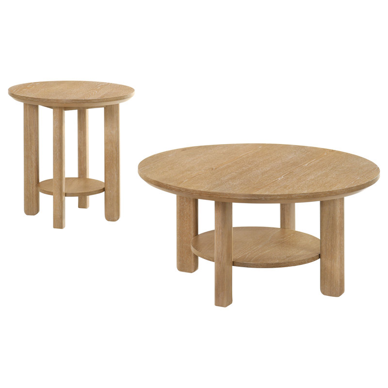 Ensemble de tables basses 2 pièces Ferrell, Washed Oak, 2 Pieces: Coffee Table, End Table