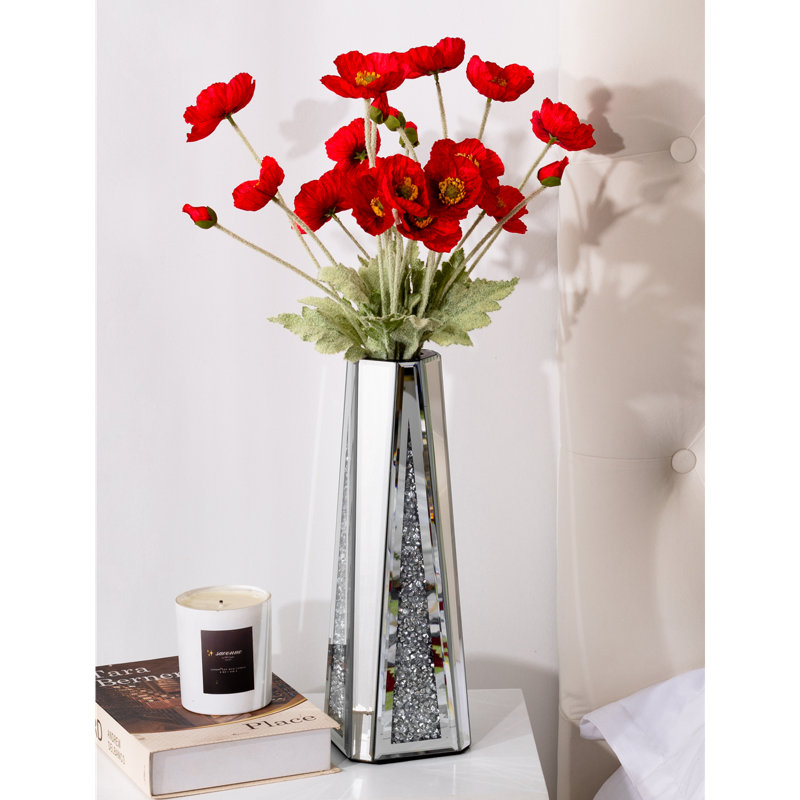 Fahrudin Handmade Glass Table Vase with Crushed Diamond Inlay