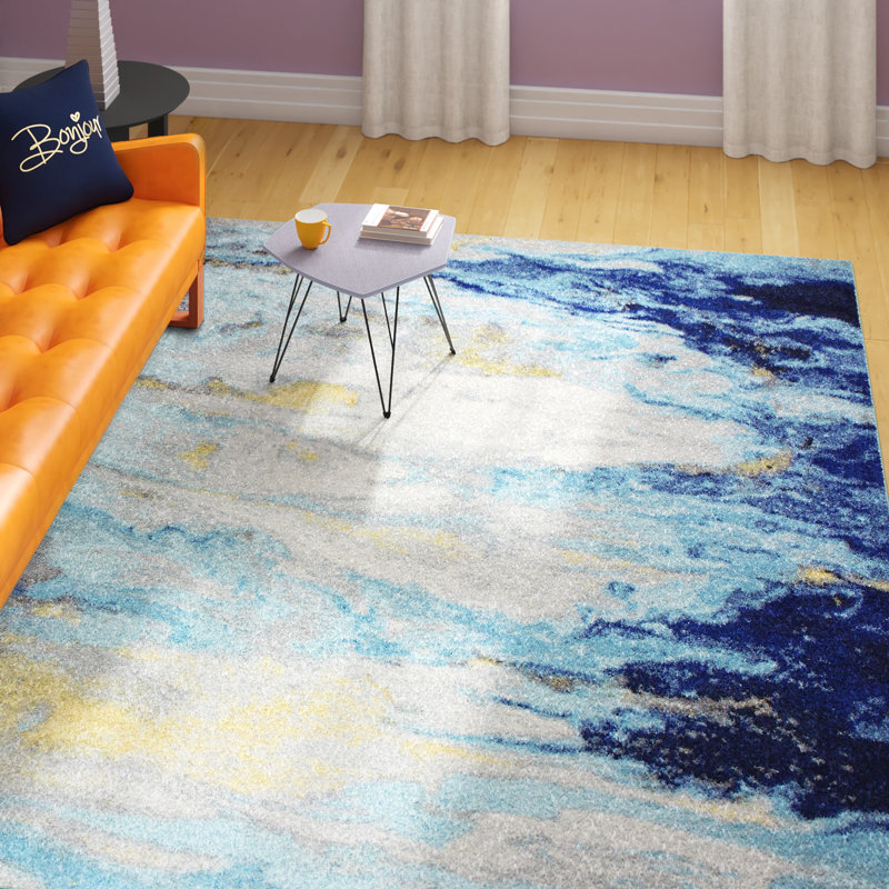 Hashtag Home Coughlin Abstract Blue Area Rug & Reviews | Wayfair