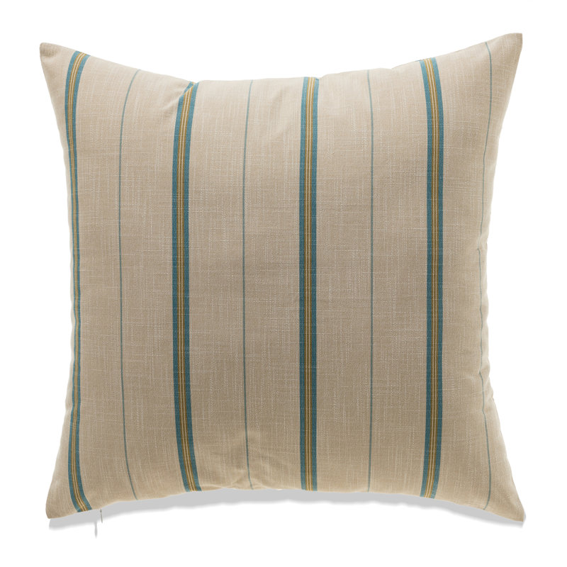 French Stripe Pillow Cover, 22" H x 22" W, Blue, Feather
