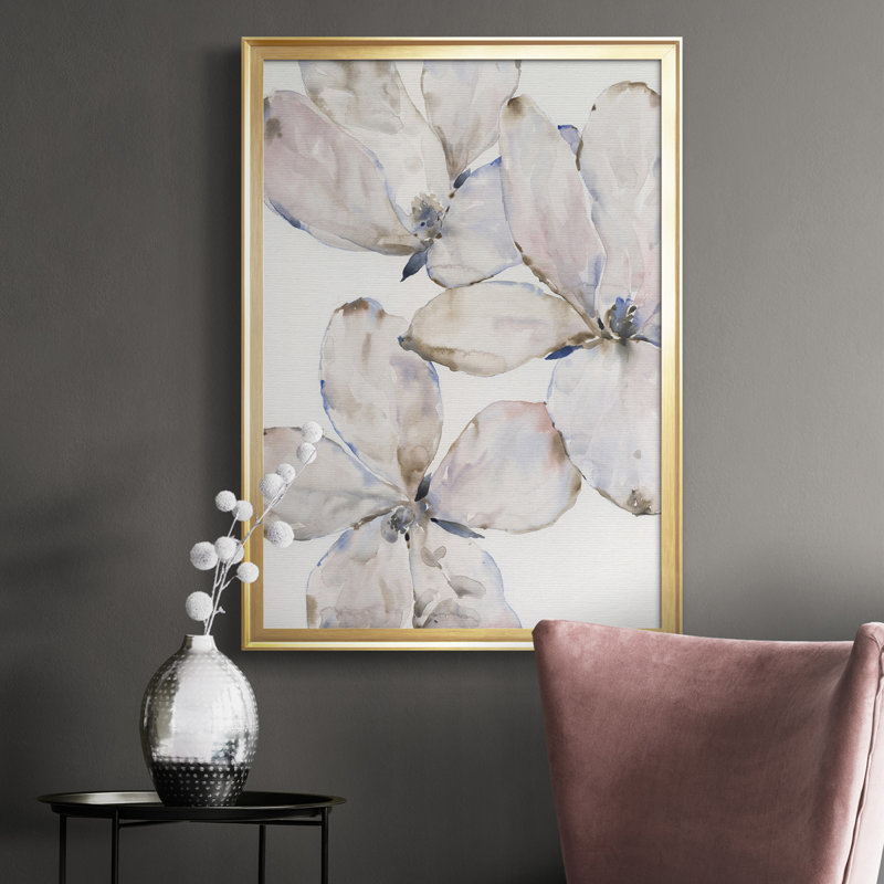 «Soft Wind Flowers I», reproduction d'art sur toile, H 30,5 po x l 22,5 po x P 1 po, Cadre doré