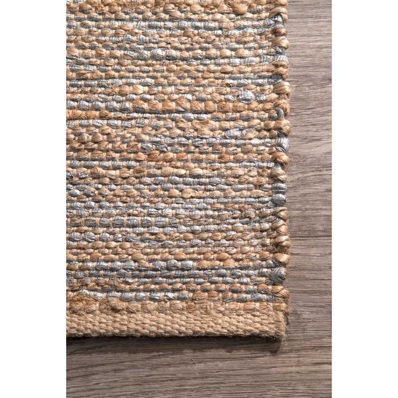Tapis argenté tissé à la main Palmeri, Rectangle 4 pi x 6 pi