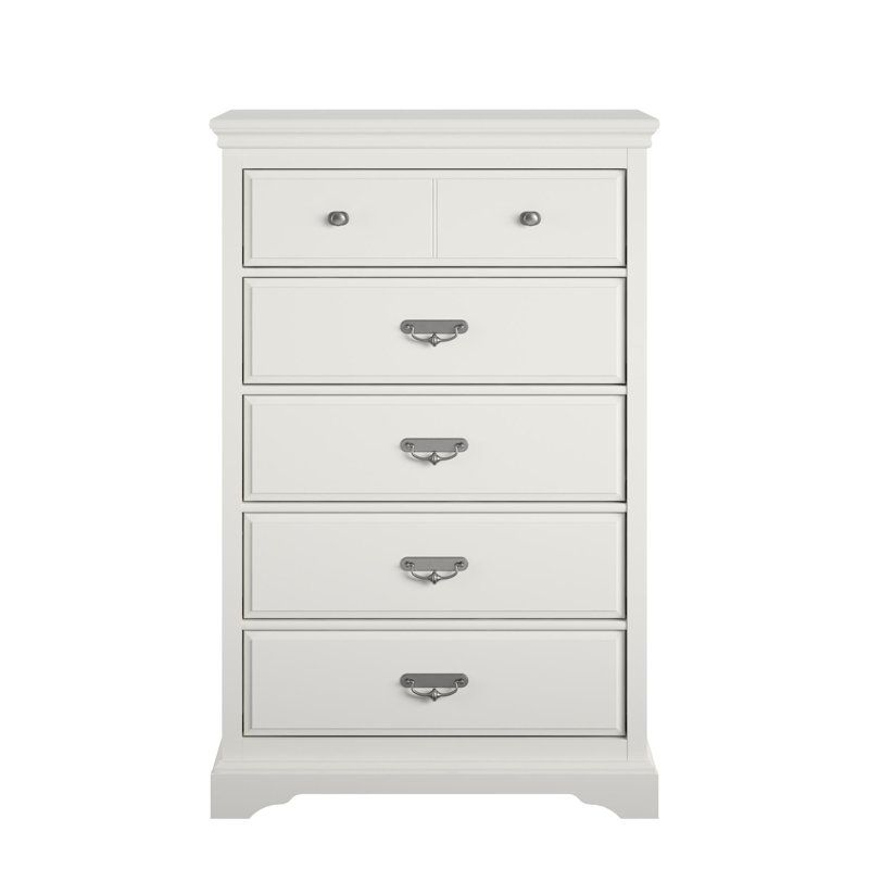 Delandre 87.4 cm W Chest of 5 Drawers, White