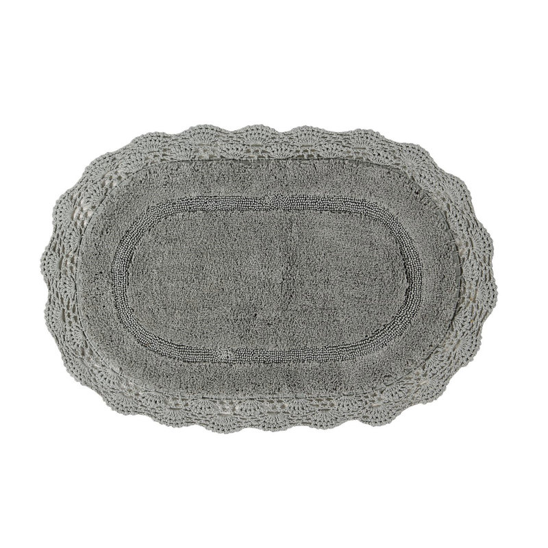 Winfree Cotton Non-Slip Bath Rug, Gray, 32" W x 20" L