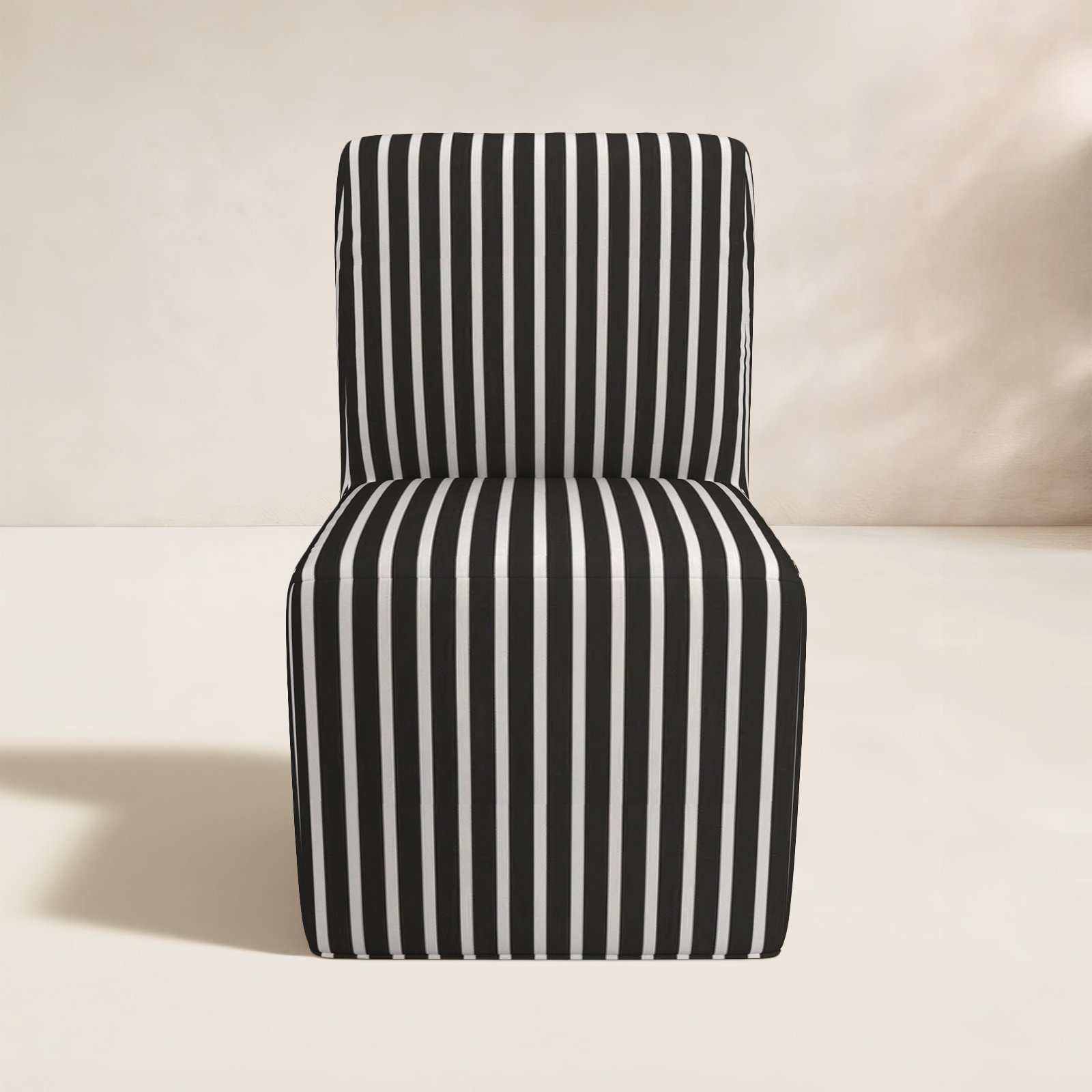 Eliana Sunbrella® Patio Side Chair, Shore Classic Black Stripe Sunbrella®