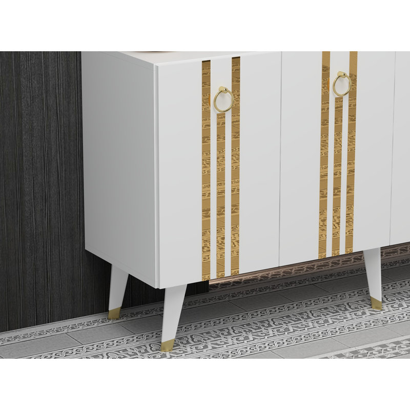 Olivia 80cm Console Table, White/Gold