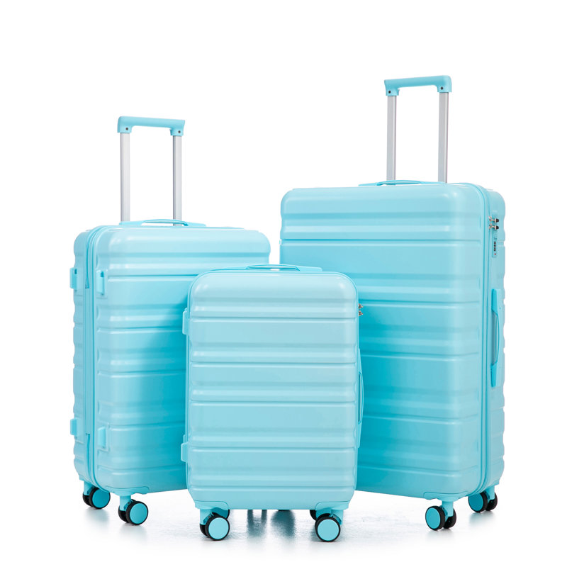 3-Piece ABS Spinner Trunk Set – Nested Carry-On & Checked Trunks With Combination Lock, Durable Hard-Side Travel Set