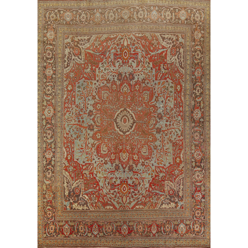 Tapis traditionnel à teinture végétale pré-1900 11 x 15