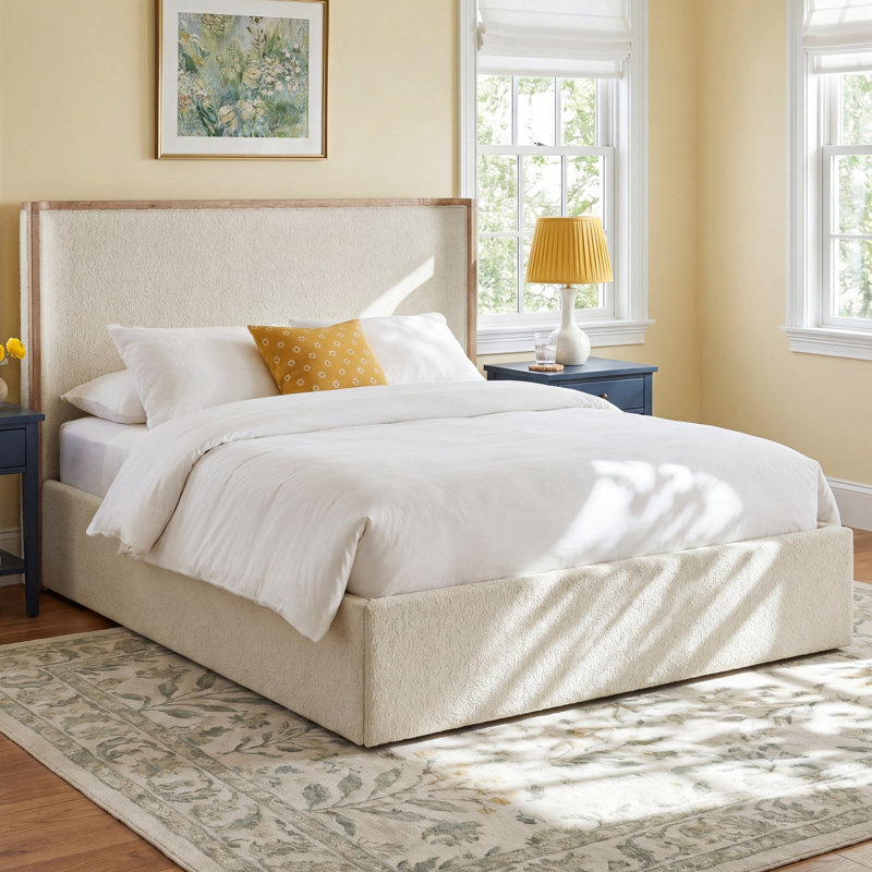 Caterina Upholstered Storage Bed, White Oak/Sheldon Ivory, Queen