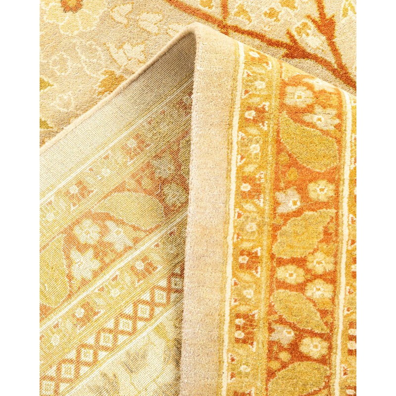 Tapis unique noué à la main Jamone Mogul - sable, 8 pi 2 po x 10 pi 5 po