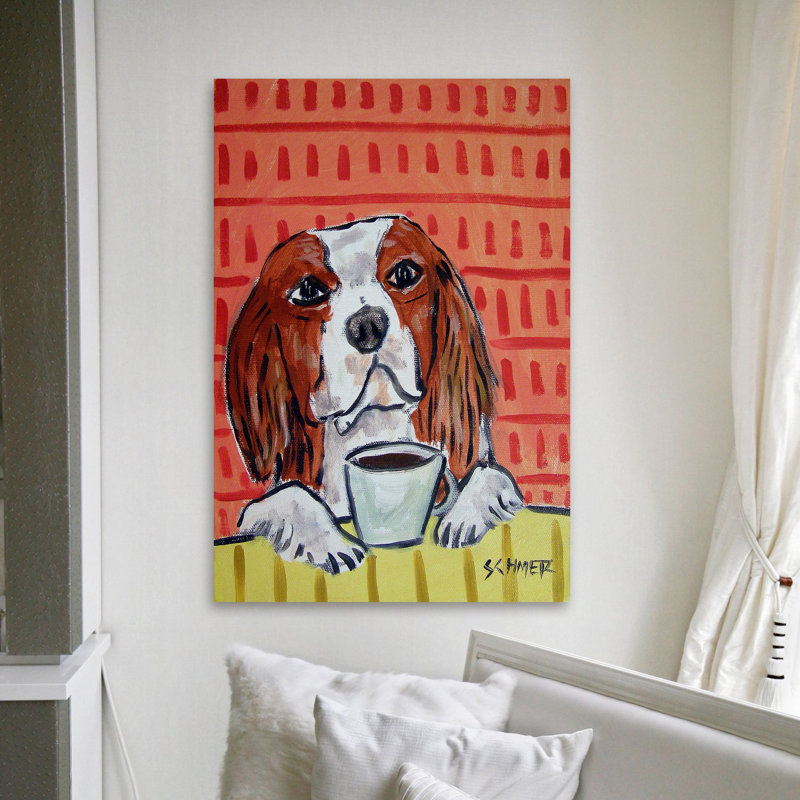 «King Charles Cavalier Coffee» par Jay Schmetz, reproduction sur toile, H 36 po x l 24 po