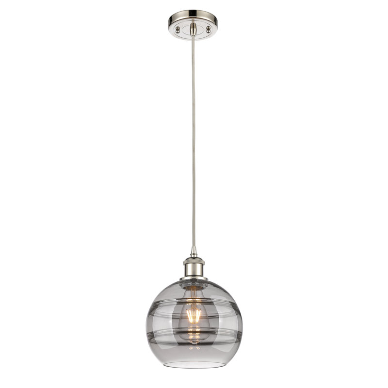 Luminaire suspendu à 1 lumière Ballston Bienes-516-G556, H 9,88 po x l 8 po x P 8 po, Transparent, Nickel poli