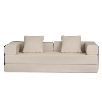 Canapé-lit rembourré convertible avec 2 coussins, canapé-lit pliant amovible, canapé-lit de plancher, canapé-lit modulaire modulaire - aucun assemblage requis, structure de forme fixe, pour les petits espaces